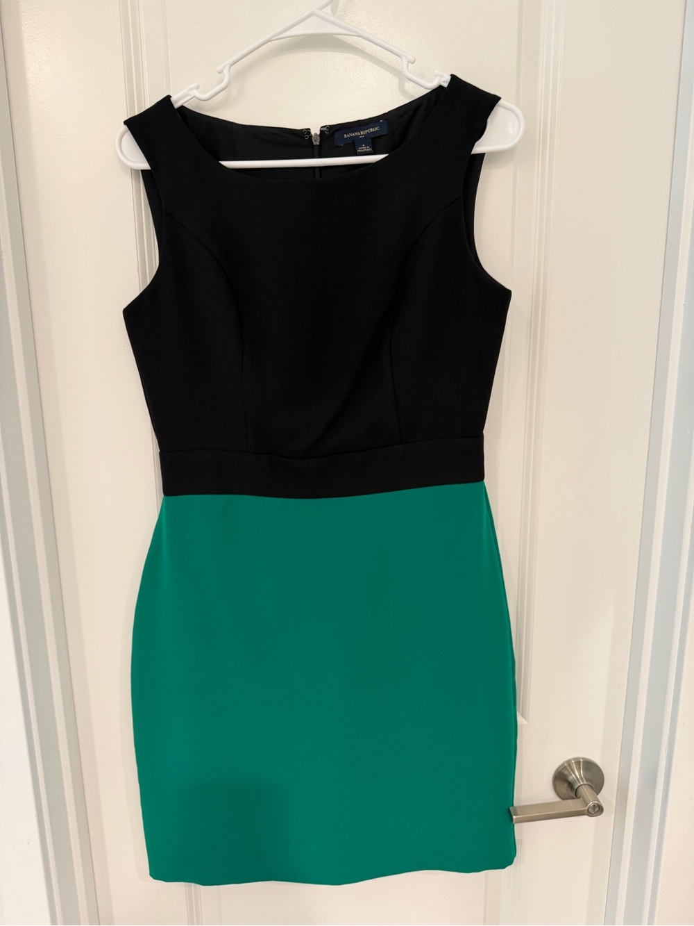 Banana Republic Black & Teal Two-Tone Sheath Mini Dress